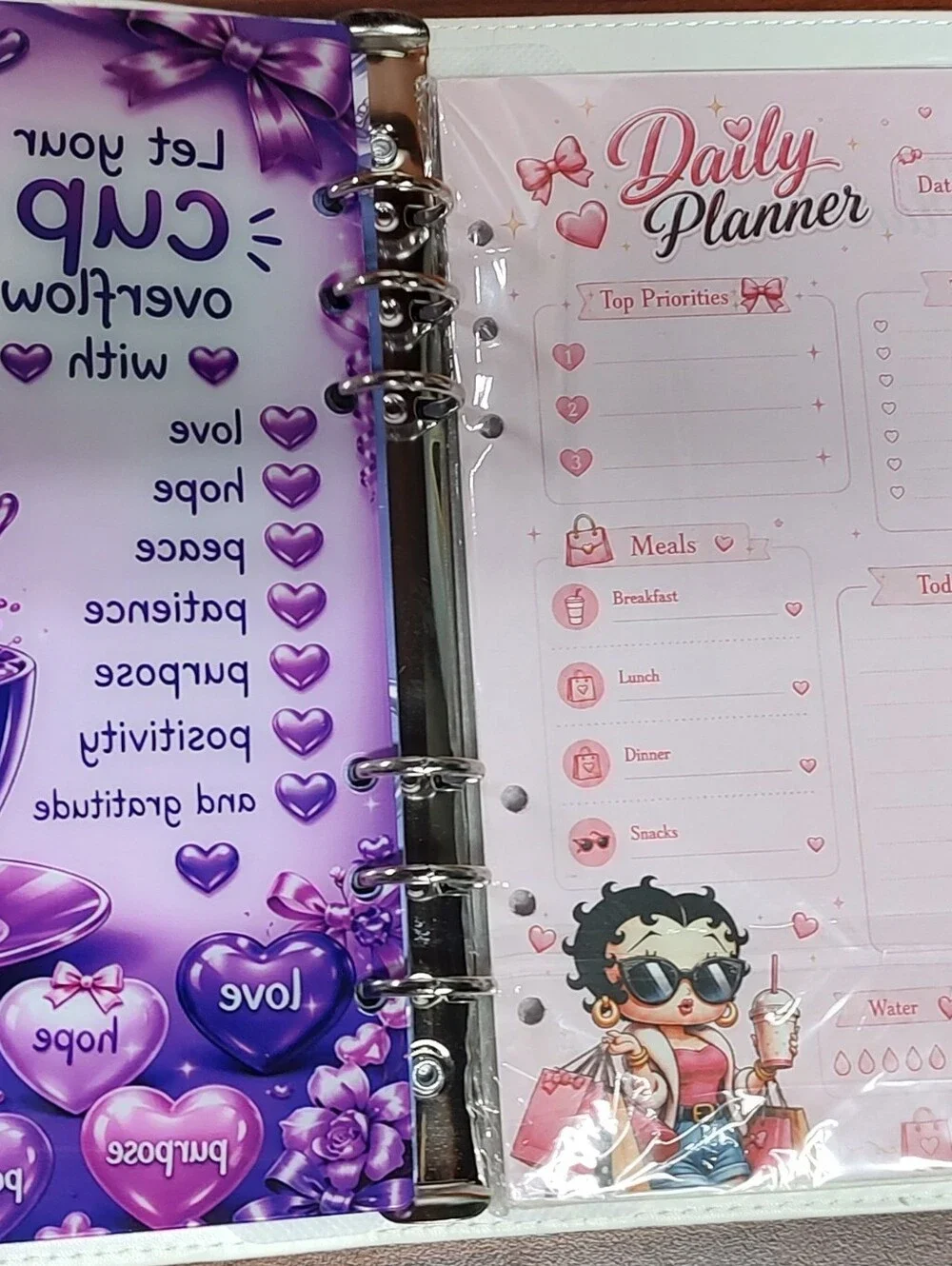 New! A5 Betty Boop Binder Notebook, Paper, Divider, Planner Paper Set